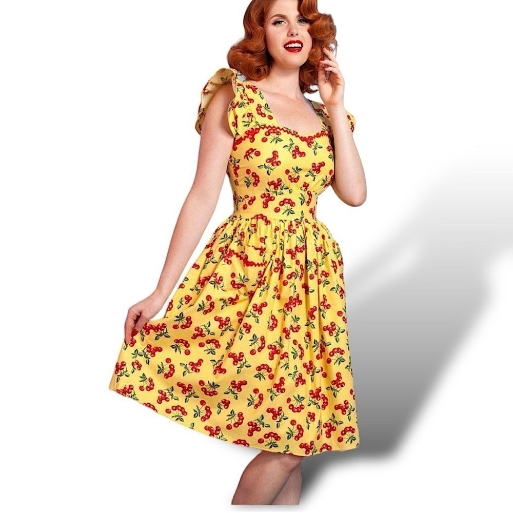 Vintage Pin-Up Bernie Dexter Loretta Dress Cherry Pr…